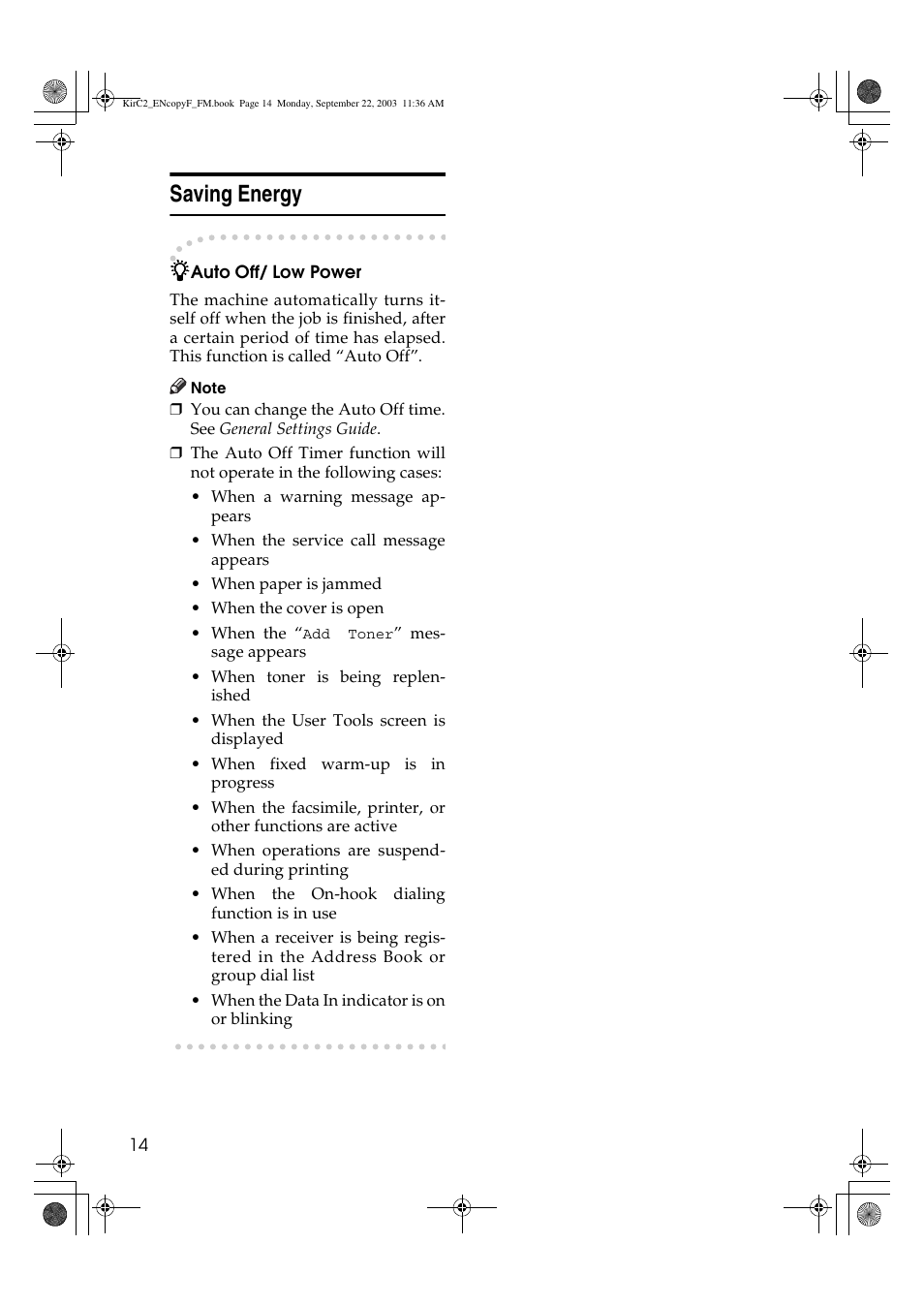 Saving energy | Savin 4018 User Manual | Page 22 / 80