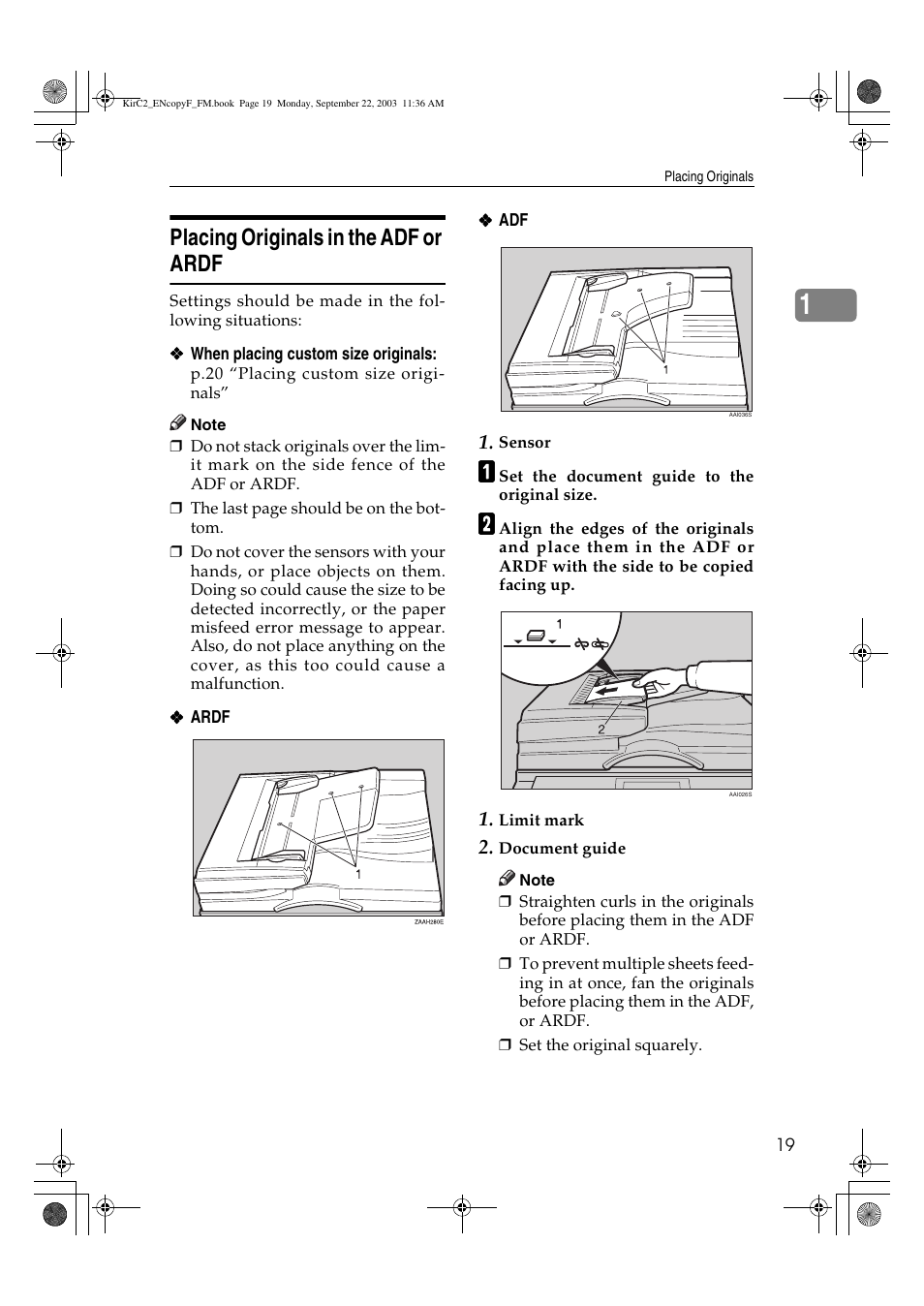 Placing originals in the adf or ardf | Savin 4018 User Manual | Page 27 / 80