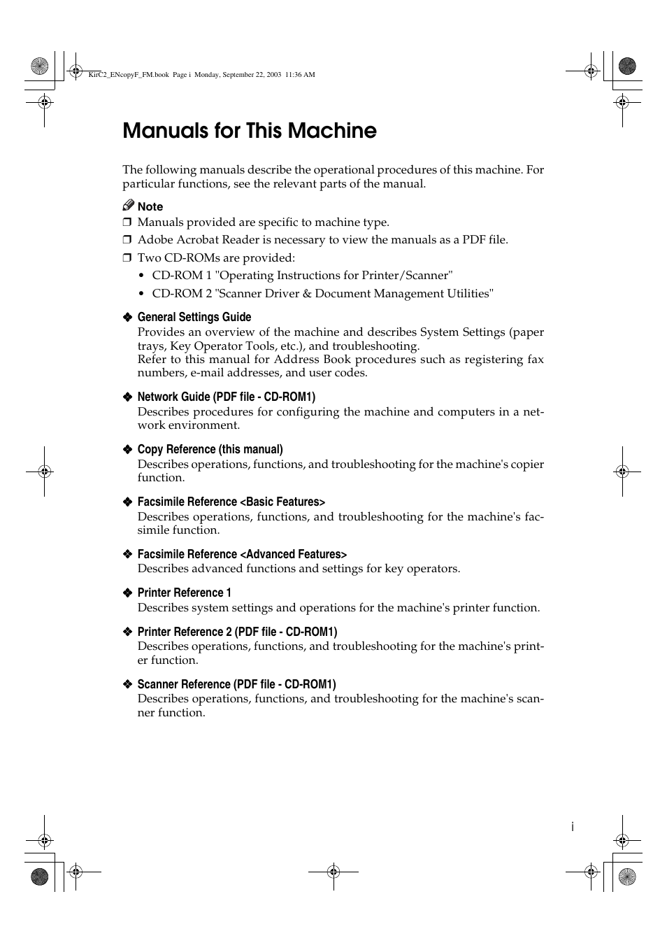 Manuals for this machine | Savin 4018 User Manual | Page 3 / 80