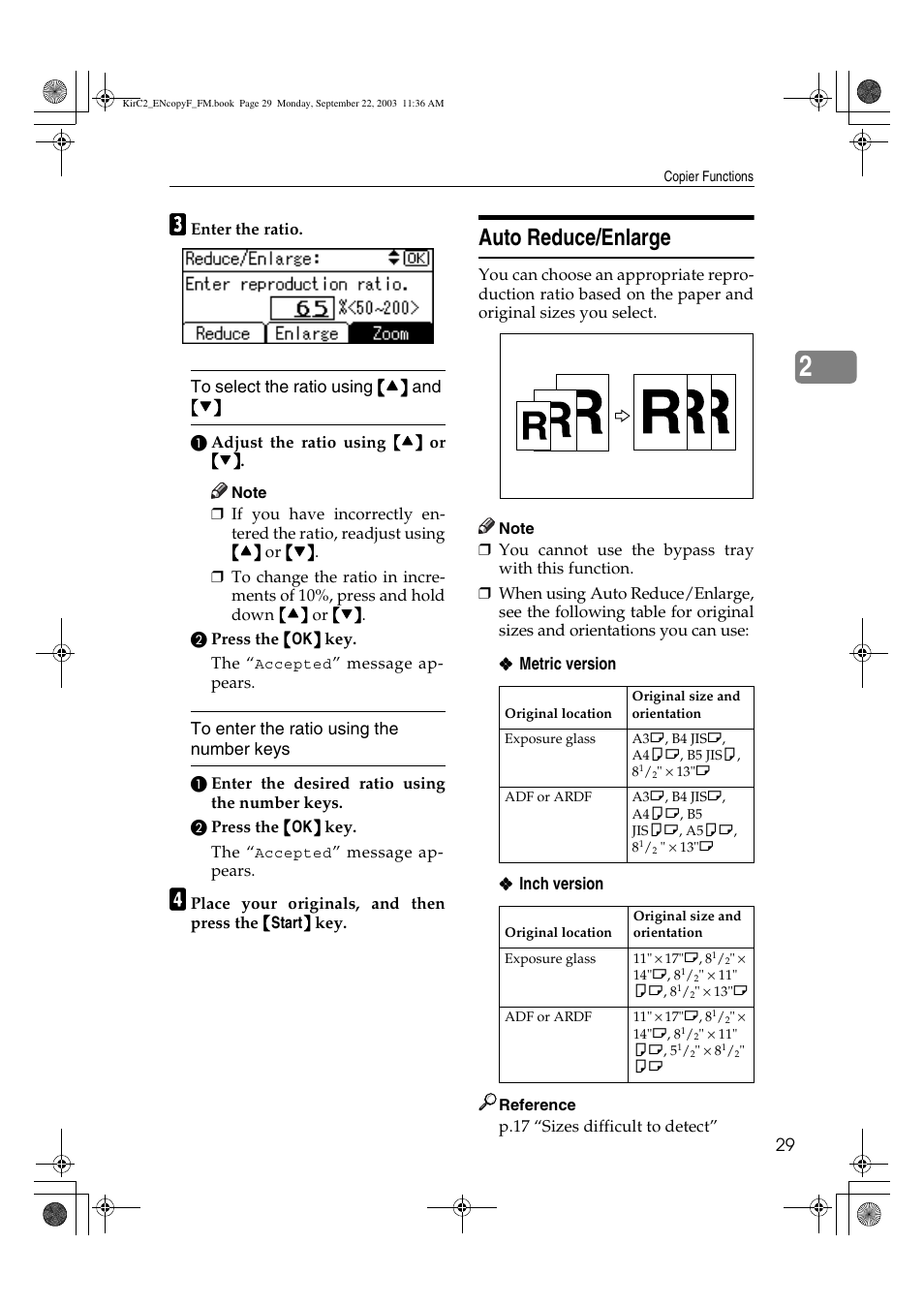 Auto reduce/enlarge | Savin 4018 User Manual | Page 37 / 80