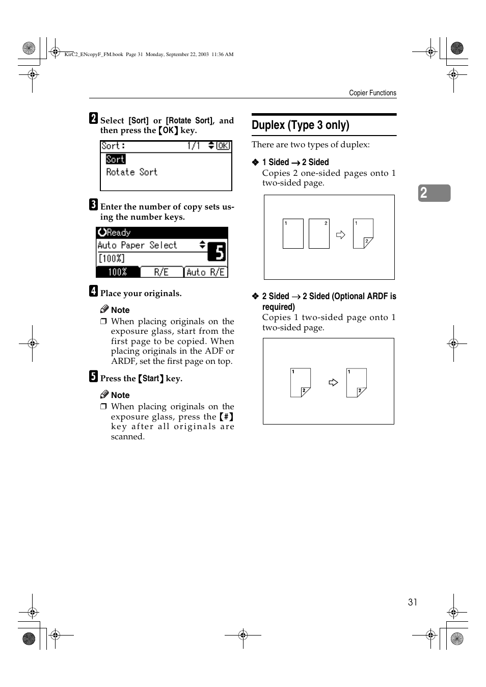 Duplex (type 3 only) | Savin 4018 User Manual | Page 39 / 80