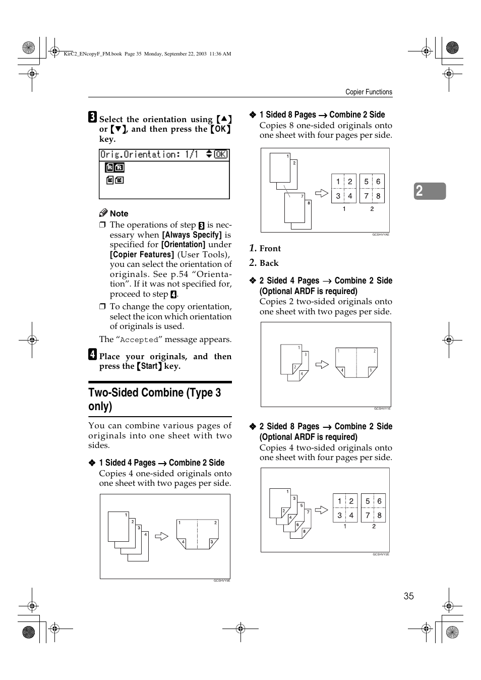 Two-sided combine (type 3 only) | Savin 4018 User Manual | Page 43 / 80