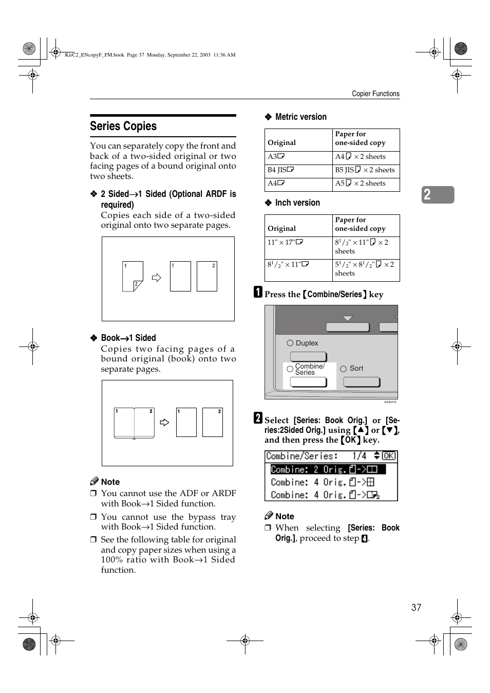 Series copies | Savin 4018 User Manual | Page 45 / 80