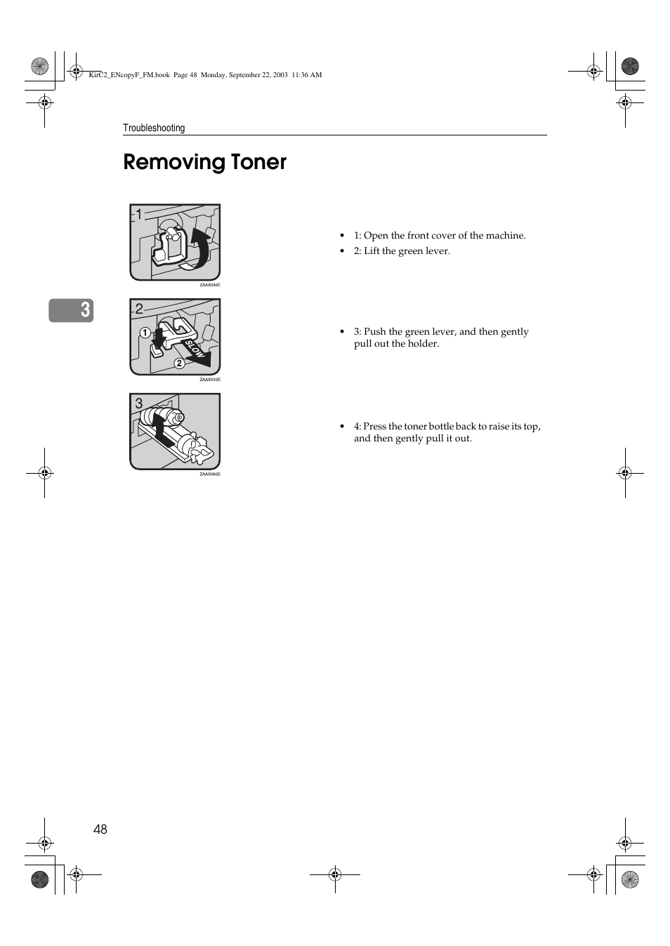 3removing toner | Savin 4018 User Manual | Page 56 / 80