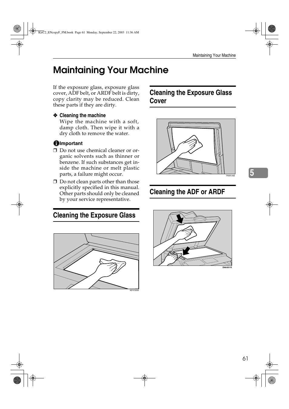 5maintaining your machine | Savin 4018 User Manual | Page 69 / 80