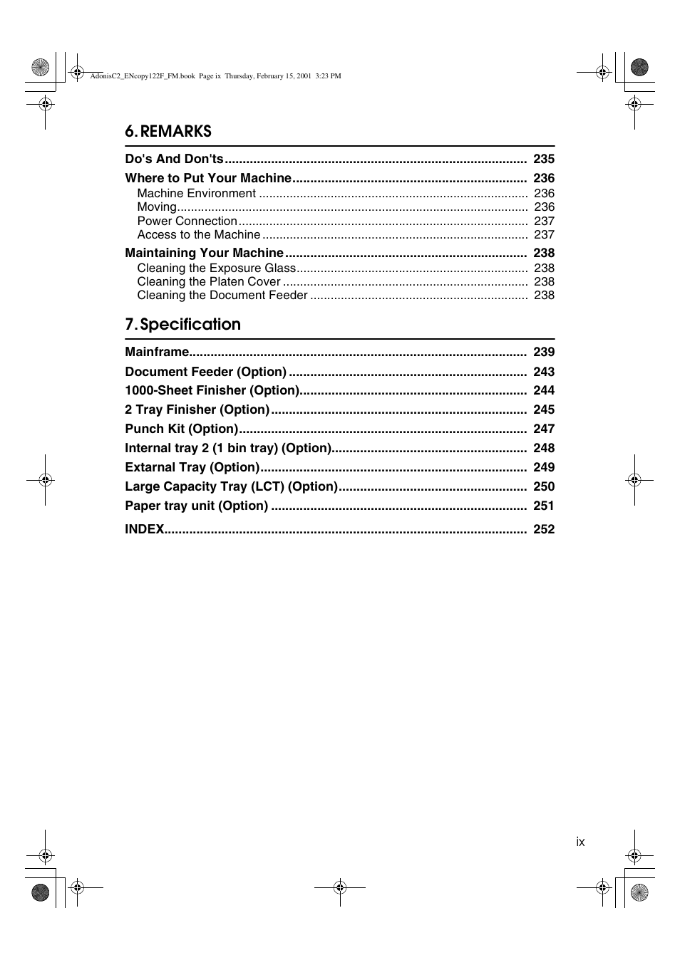 Remarks, Specification | Savin 4502/4502p User Manual | Page 12 / 89