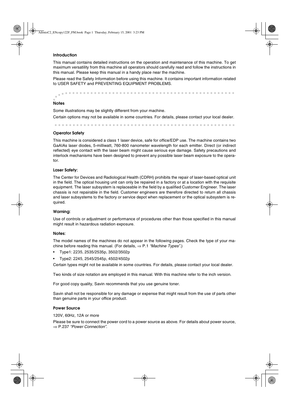 Savin 4502/4502p User Manual | Page 2 / 89