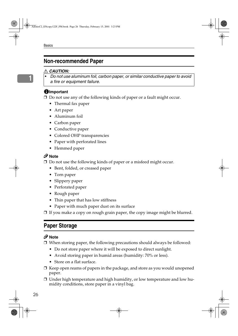 Non-recommended paper, Paper storage | Savin 4502/4502p User Manual | Page 39 / 89