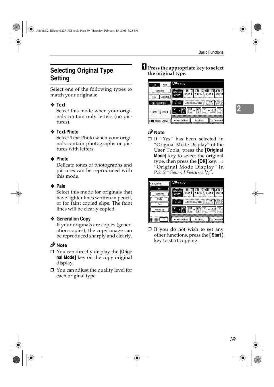 Selecting original type setting | Savin 4502/4502p User Manual | Page 52 / 89