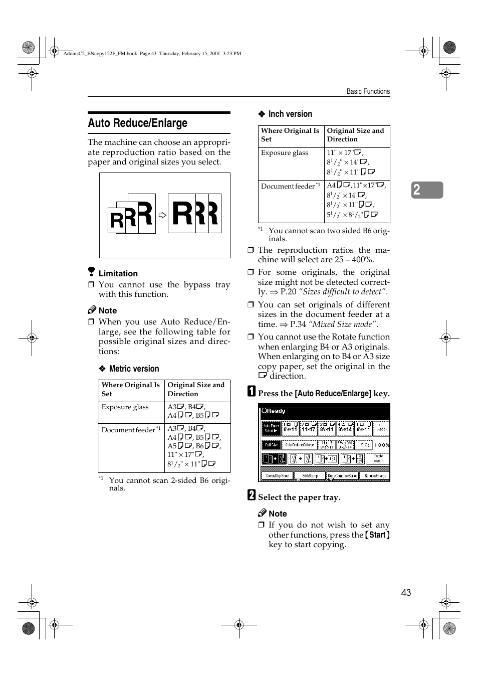 Auto reduce/enlarge | Savin 4502/4502p User Manual | Page 56 / 89