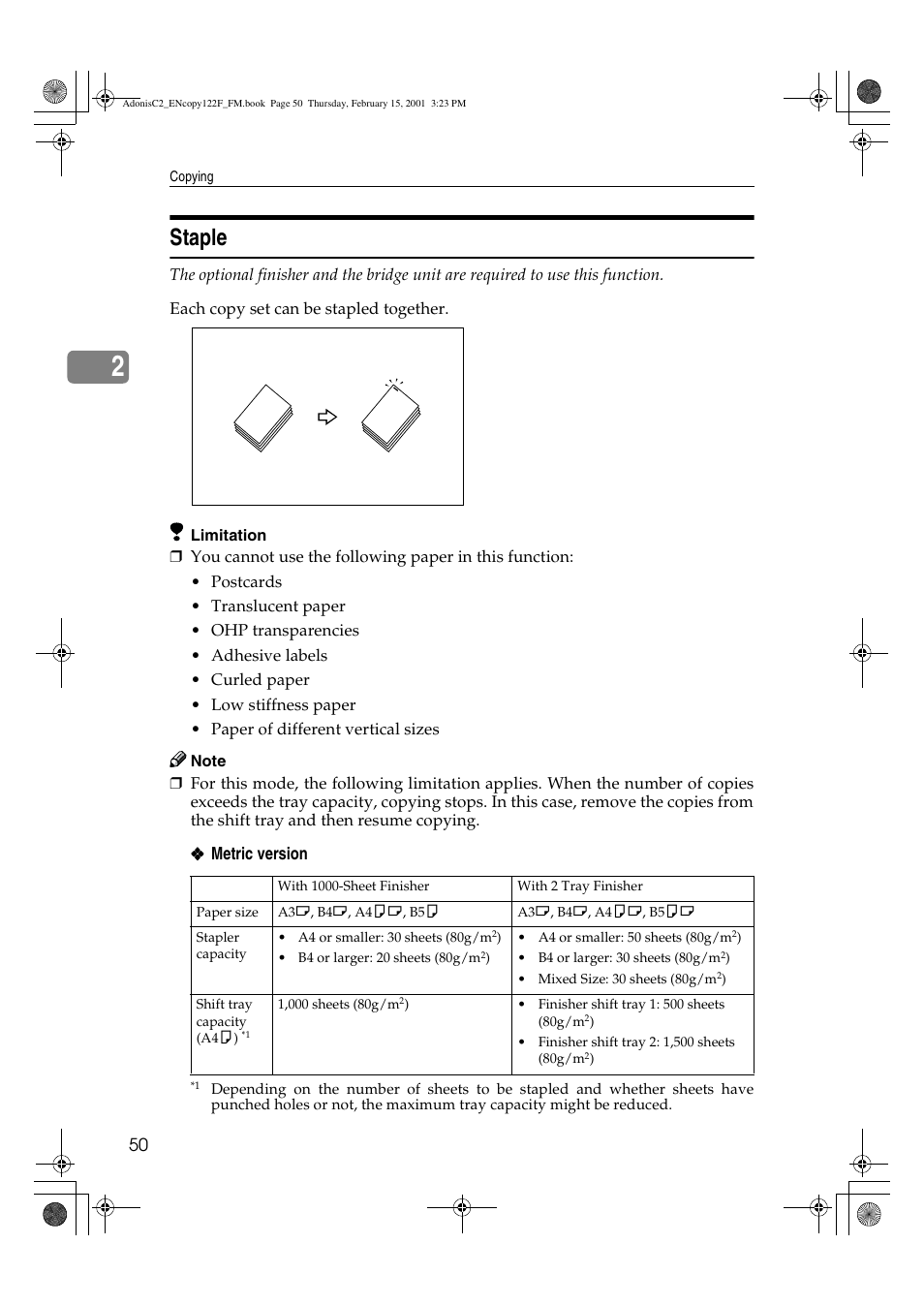 Staple | Savin 4502/4502p User Manual | Page 63 / 89