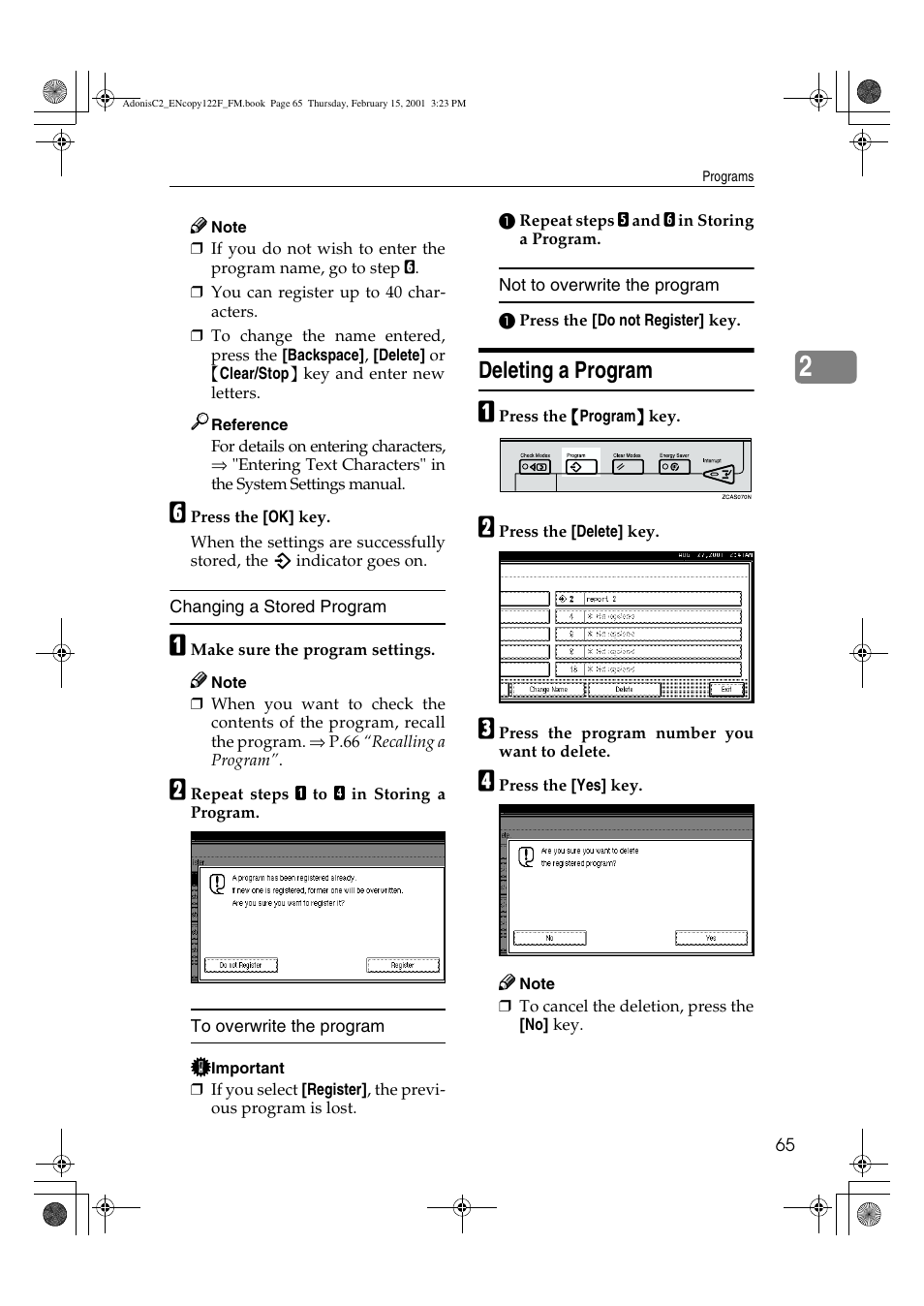 Deleting a program | Savin 4502/4502p User Manual | Page 78 / 89