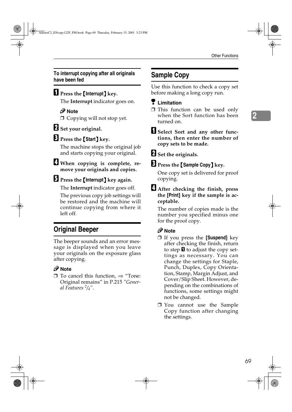 Original beeper, Sample copy | Savin 4502/4502p User Manual | Page 82 / 89