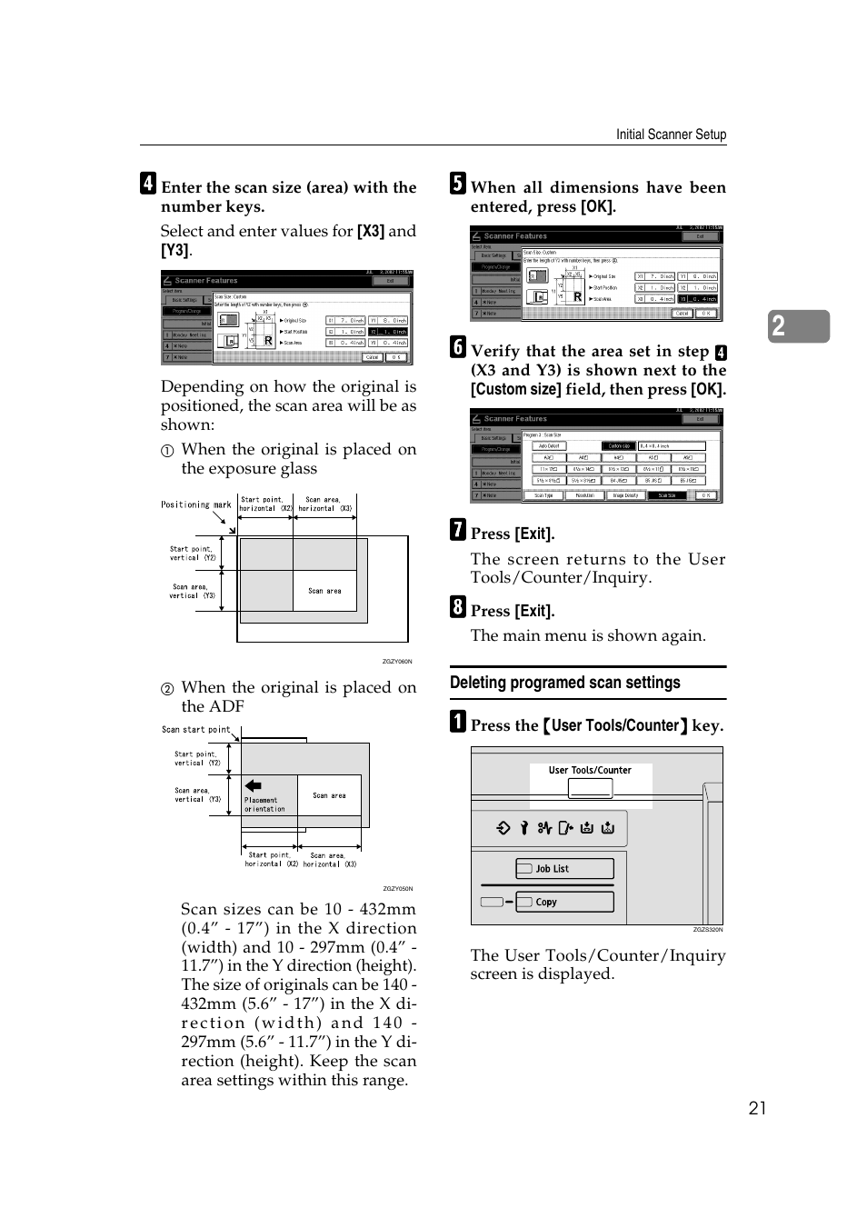 Deleting programed scan settings | Savin 1075 User Manual | Page 25 / 106