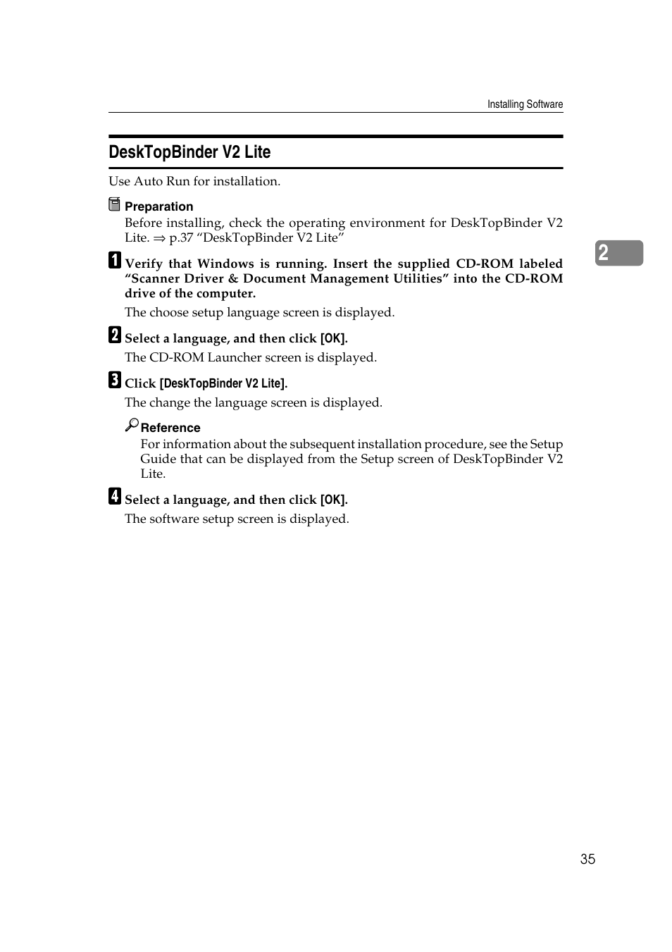 Desktopbinder v2 lite, P.35 “desktopbinder v2 lite, E p.35 “desktopbinder v2 lite | Savin 1075 User Manual | Page 39 / 106