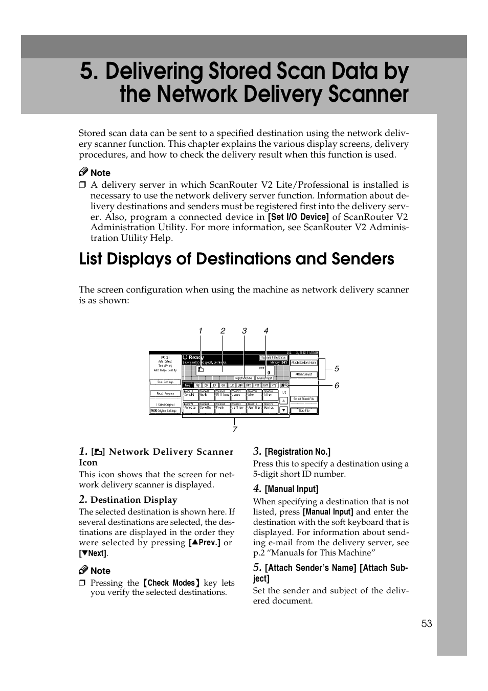 List displays of destinations and senders | Savin 1075 User Manual | Page 57 / 106