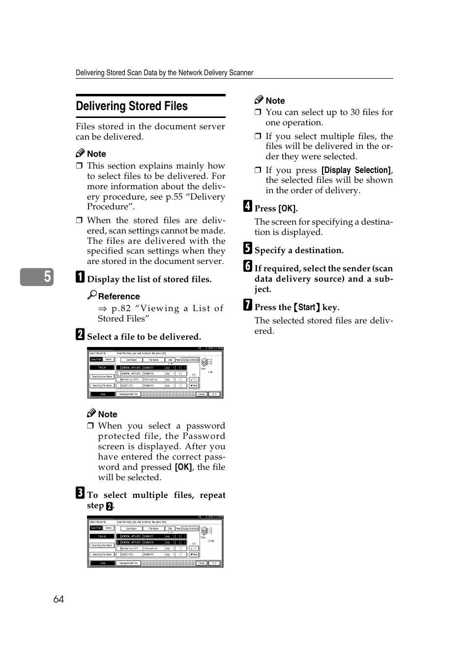 Delivering stored files | Savin 1075 User Manual | Page 68 / 106