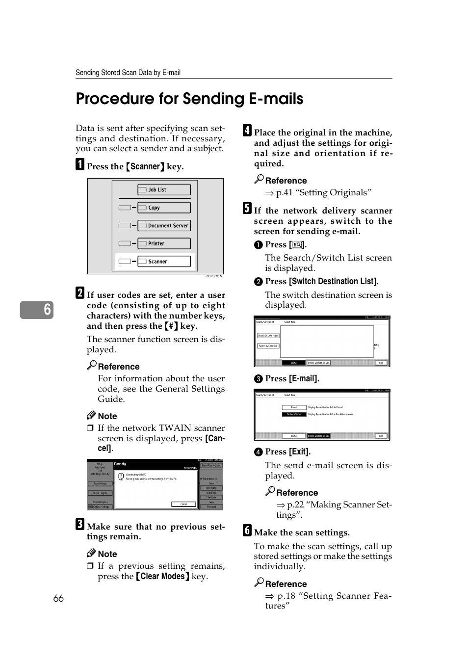 Procedure for sending e-mails, 6procedure for sending e-mails | Savin 1075 User Manual | Page 70 / 106