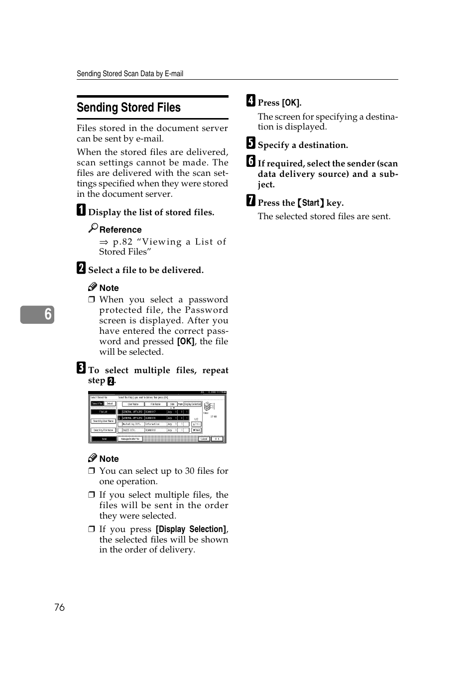 Sending stored files | Savin 1075 User Manual | Page 80 / 106