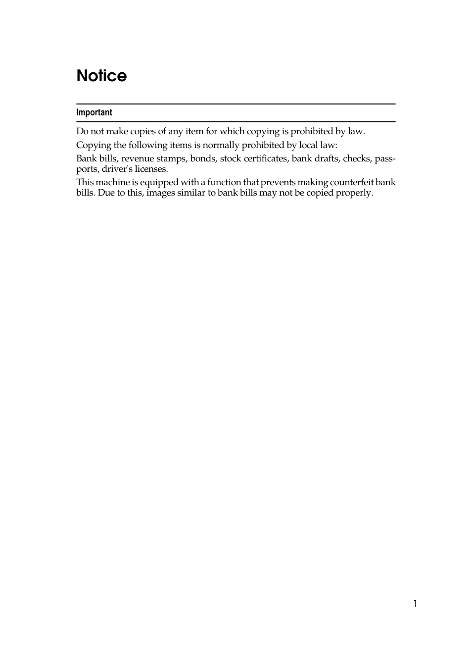 Notice | Savin 40105 User Manual | Page 11 / 66