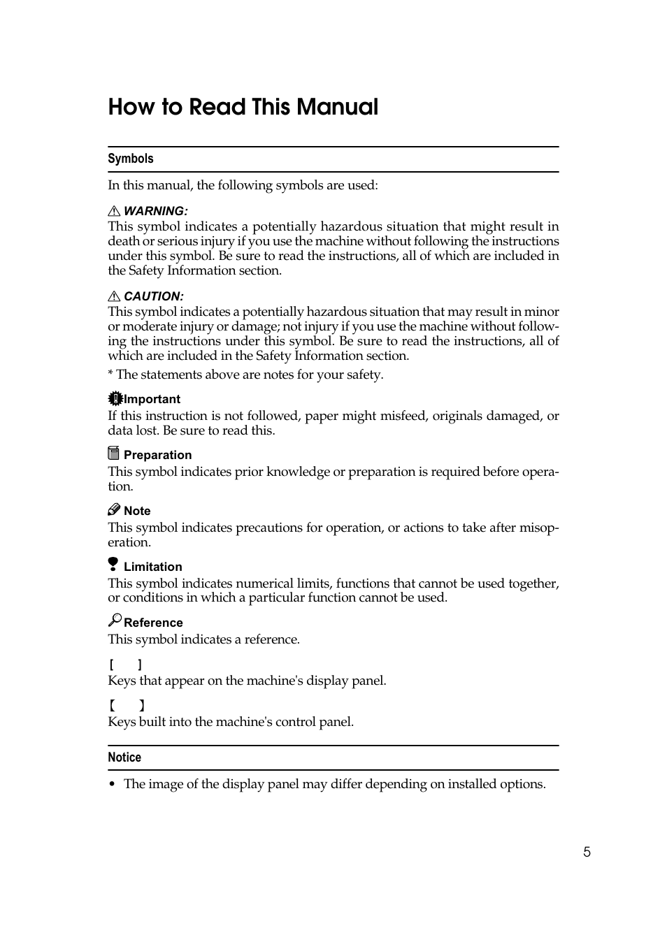 How to read this manual | Savin 40105 User Manual | Page 15 / 66