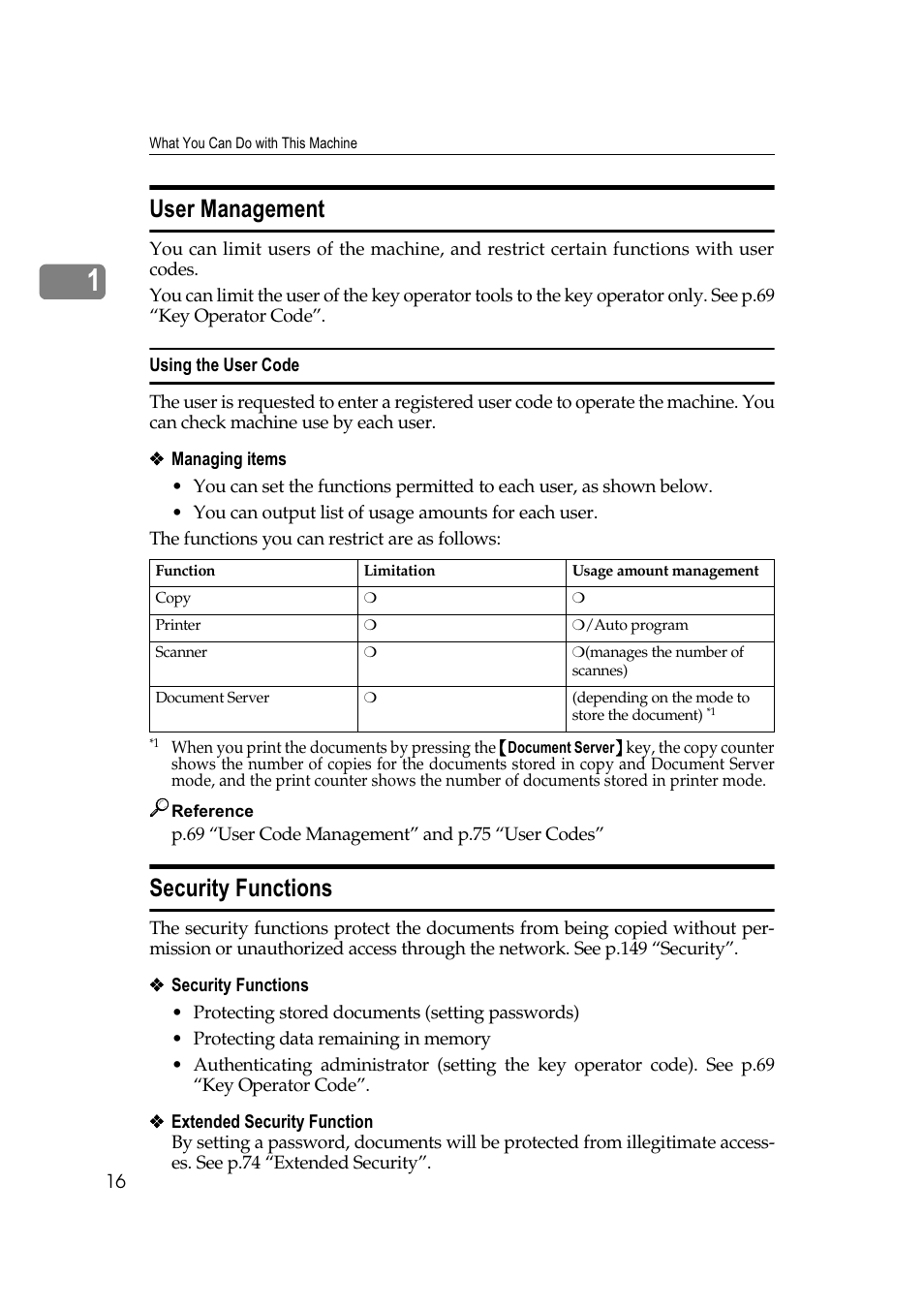 8vhu 0dqdjhphqw, 6hfxulw\ )xqfwlrqv | Savin 40105 User Manual | Page 26 / 66