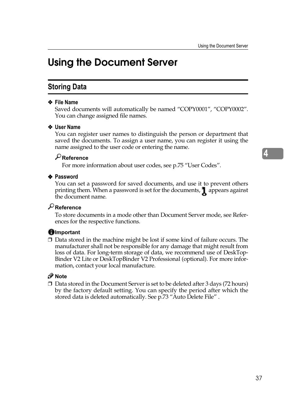 Using the document server, 6wrulqj 'dwd | Savin 40105 User Manual | Page 47 / 66