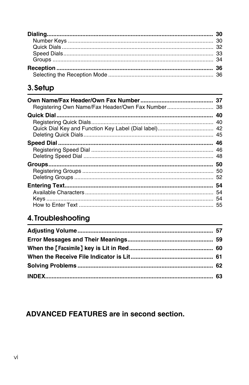 Setup, Troubleshooting | Savin F ax Machine 1018 User Manual | Page 10 / 193