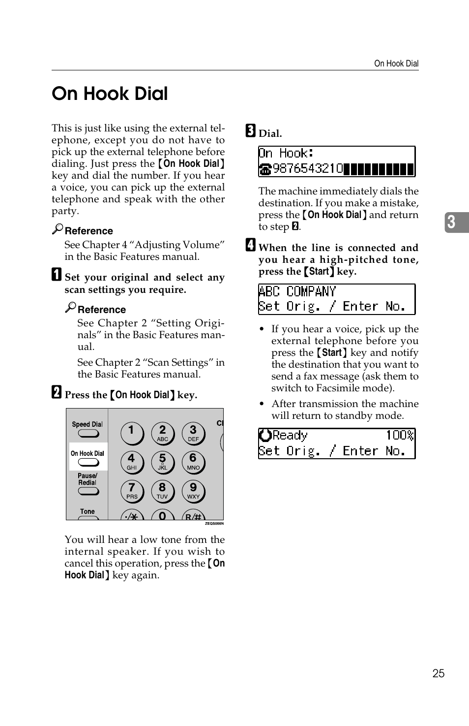 3on hook dial | Savin F ax Machine 1018 User Manual | Page 108 / 193