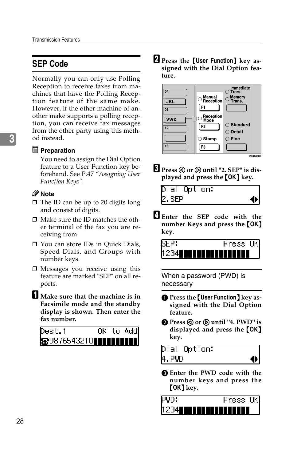 Sep code | Savin F ax Machine 1018 User Manual | Page 111 / 193