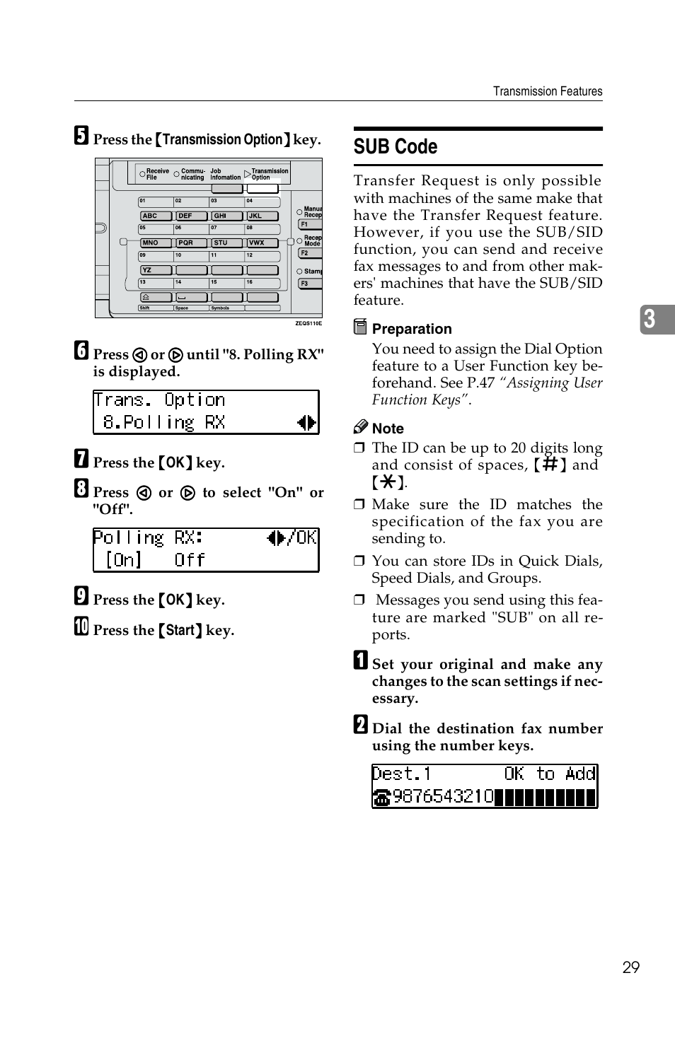 Sub code | Savin F ax Machine 1018 User Manual | Page 112 / 193