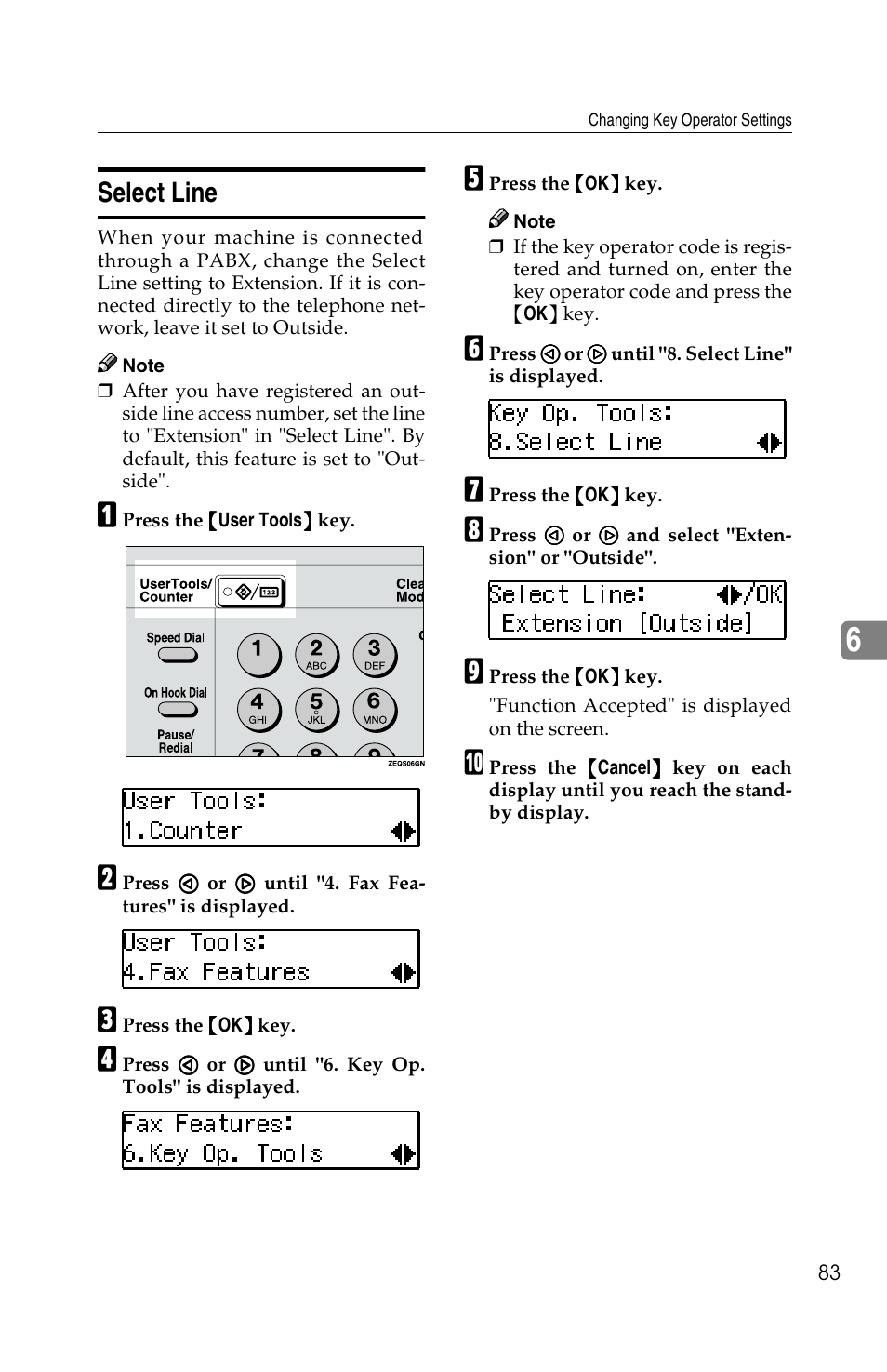 Select line | Savin F ax Machine 1018 User Manual | Page 166 / 193