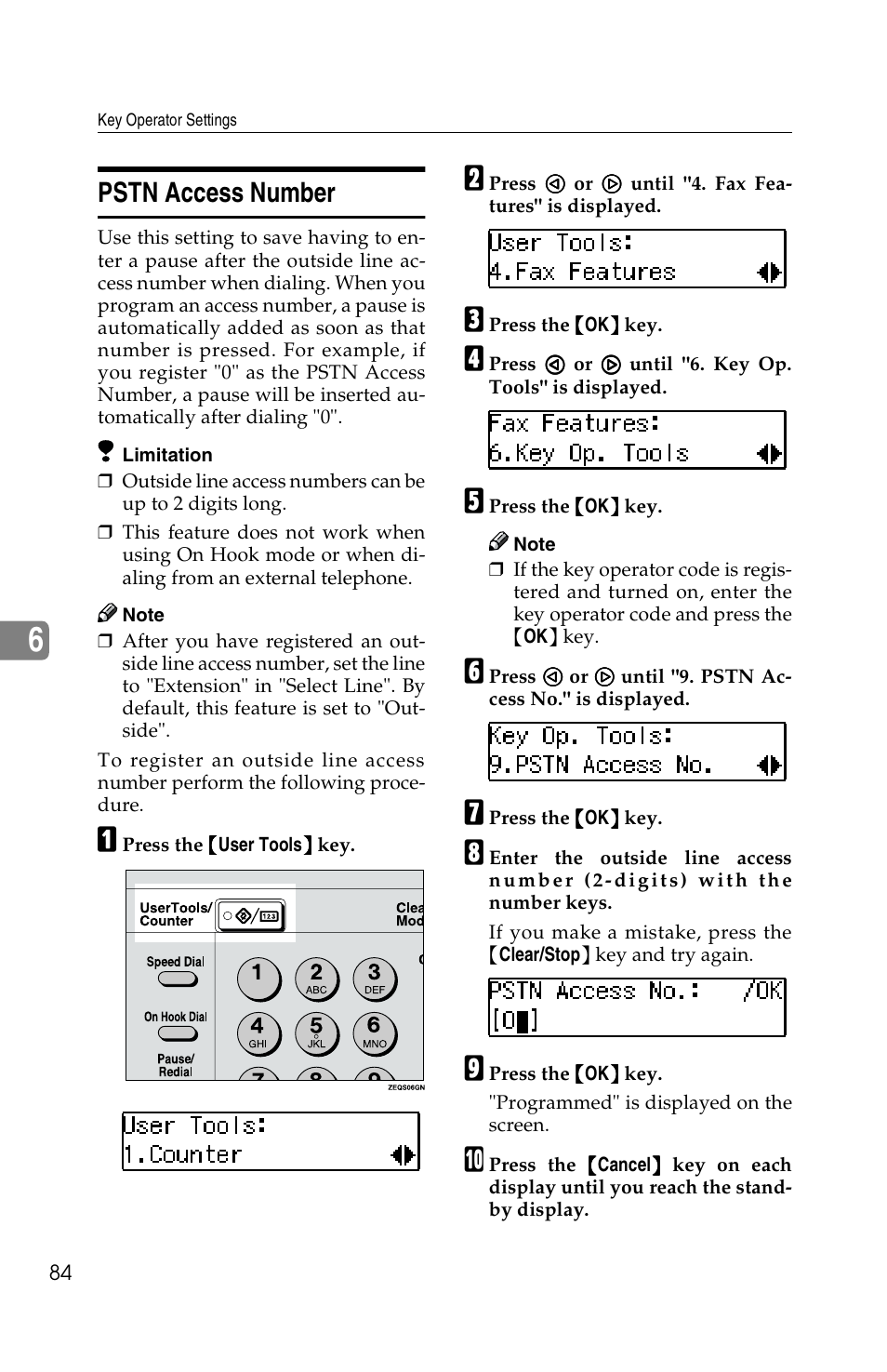 Pstn access number | Savin F ax Machine 1018 User Manual | Page 167 / 193