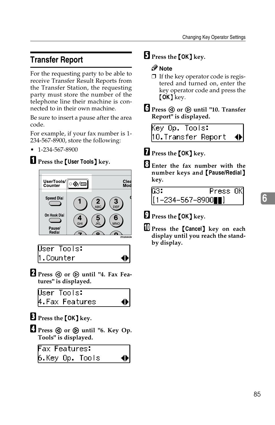 Transfer report | Savin F ax Machine 1018 User Manual | Page 168 / 193