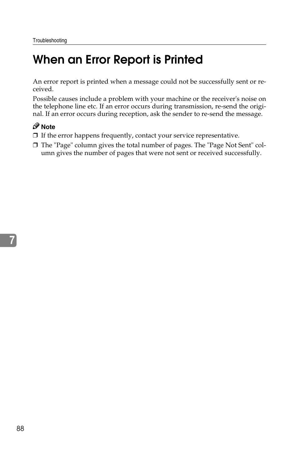 7when an error report is printed | Savin F ax Machine 1018 User Manual | Page 171 / 193