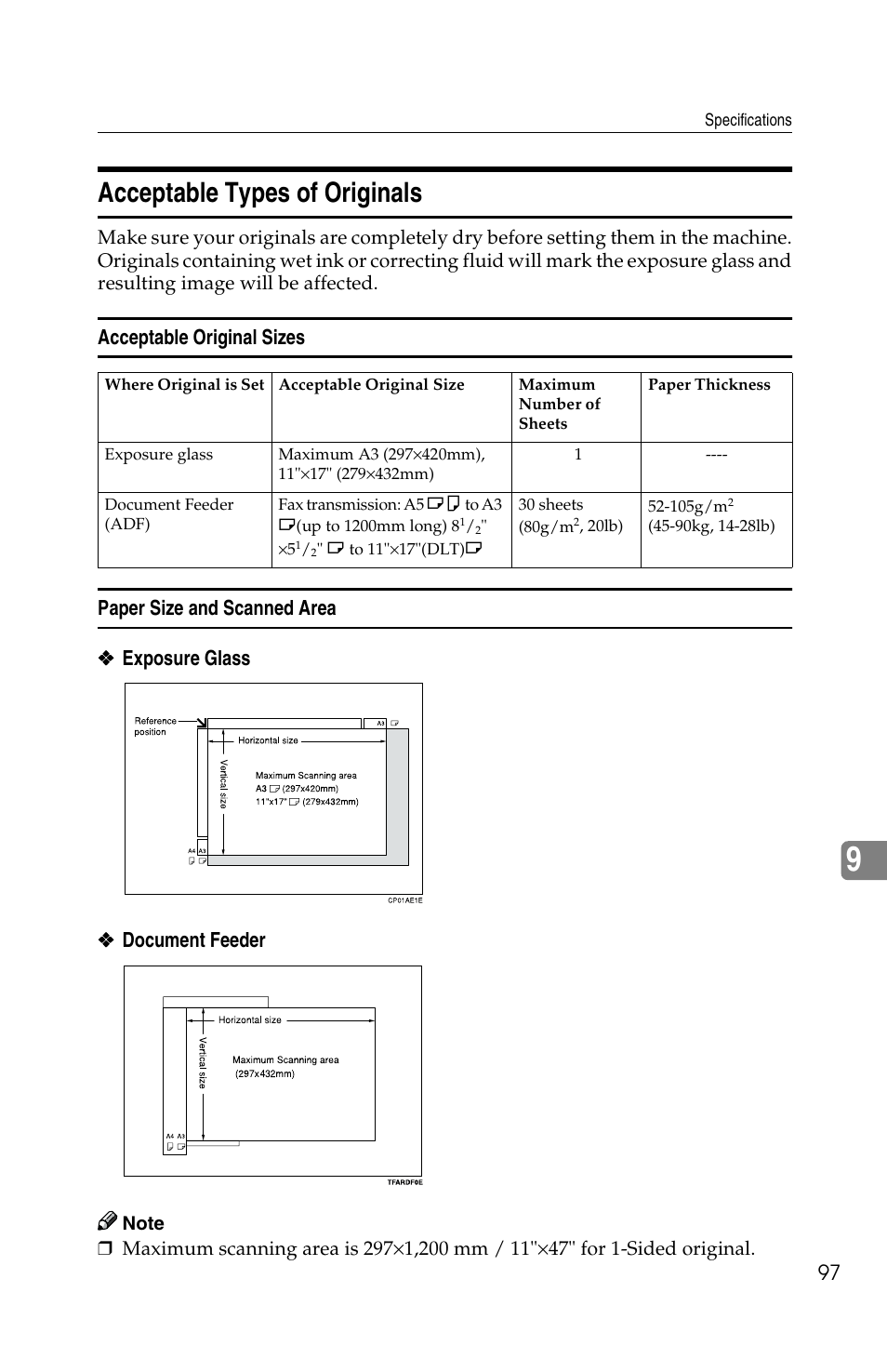 Acceptable types of originals | Savin F ax Machine 1018 User Manual | Page 180 / 193