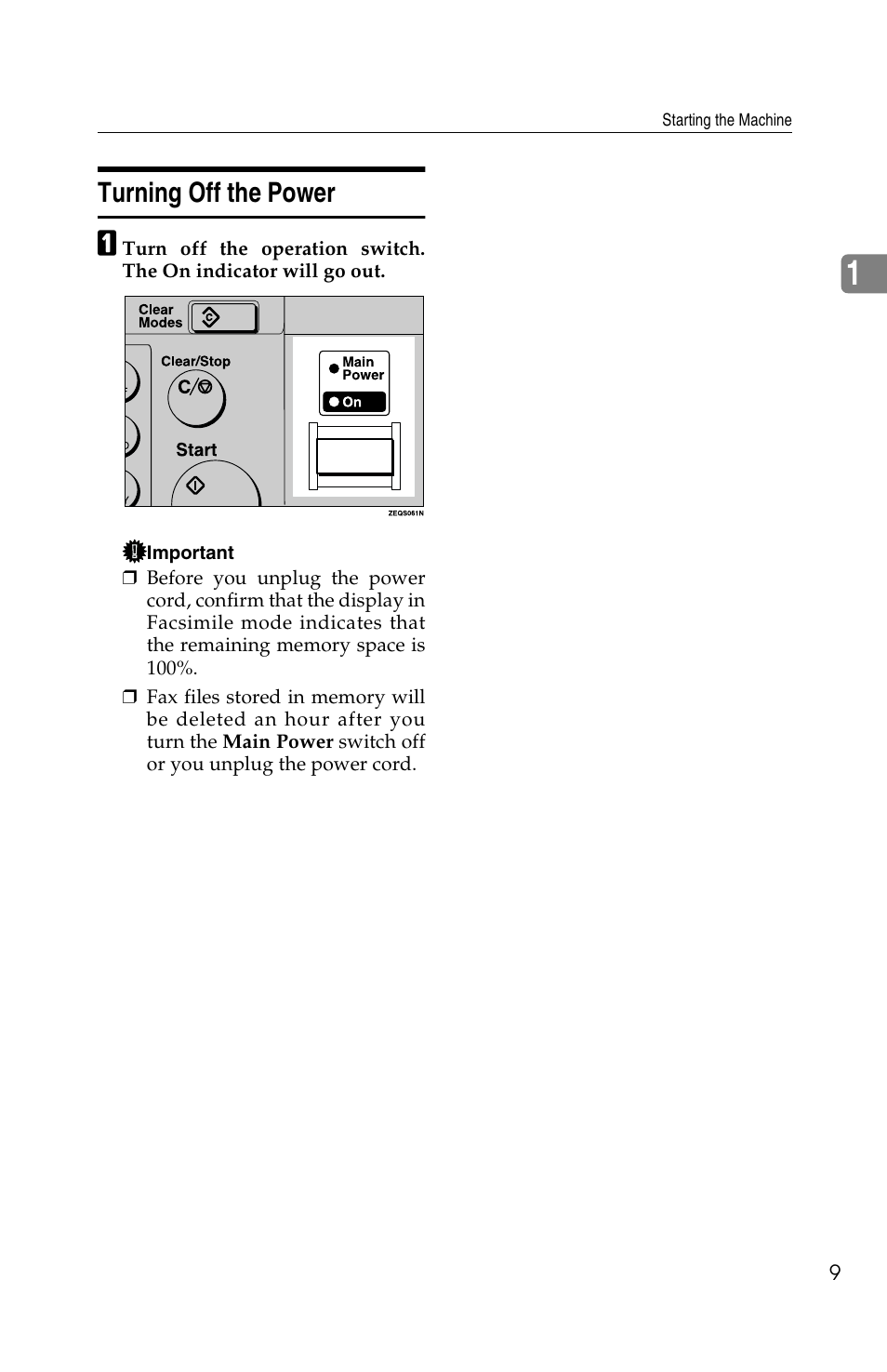 Turning off the power | Savin F ax Machine 1018 User Manual | Page 19 / 193