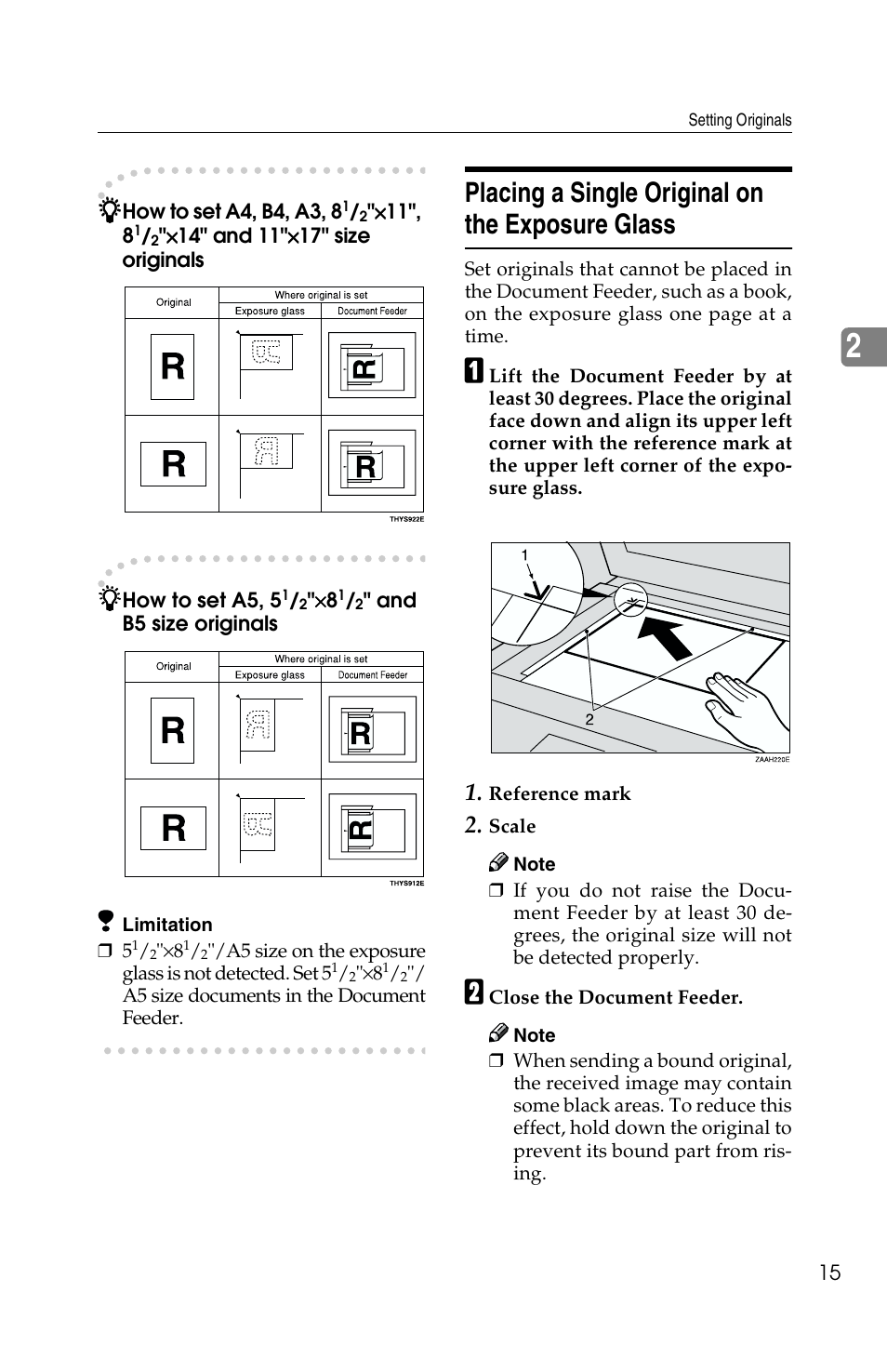 Placing a single original on the exposure glass | Savin F ax Machine 1018 User Manual | Page 25 / 193