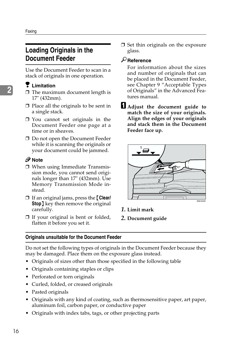 Loading originals in the document feeder | Savin F ax Machine 1018 User Manual | Page 26 / 193