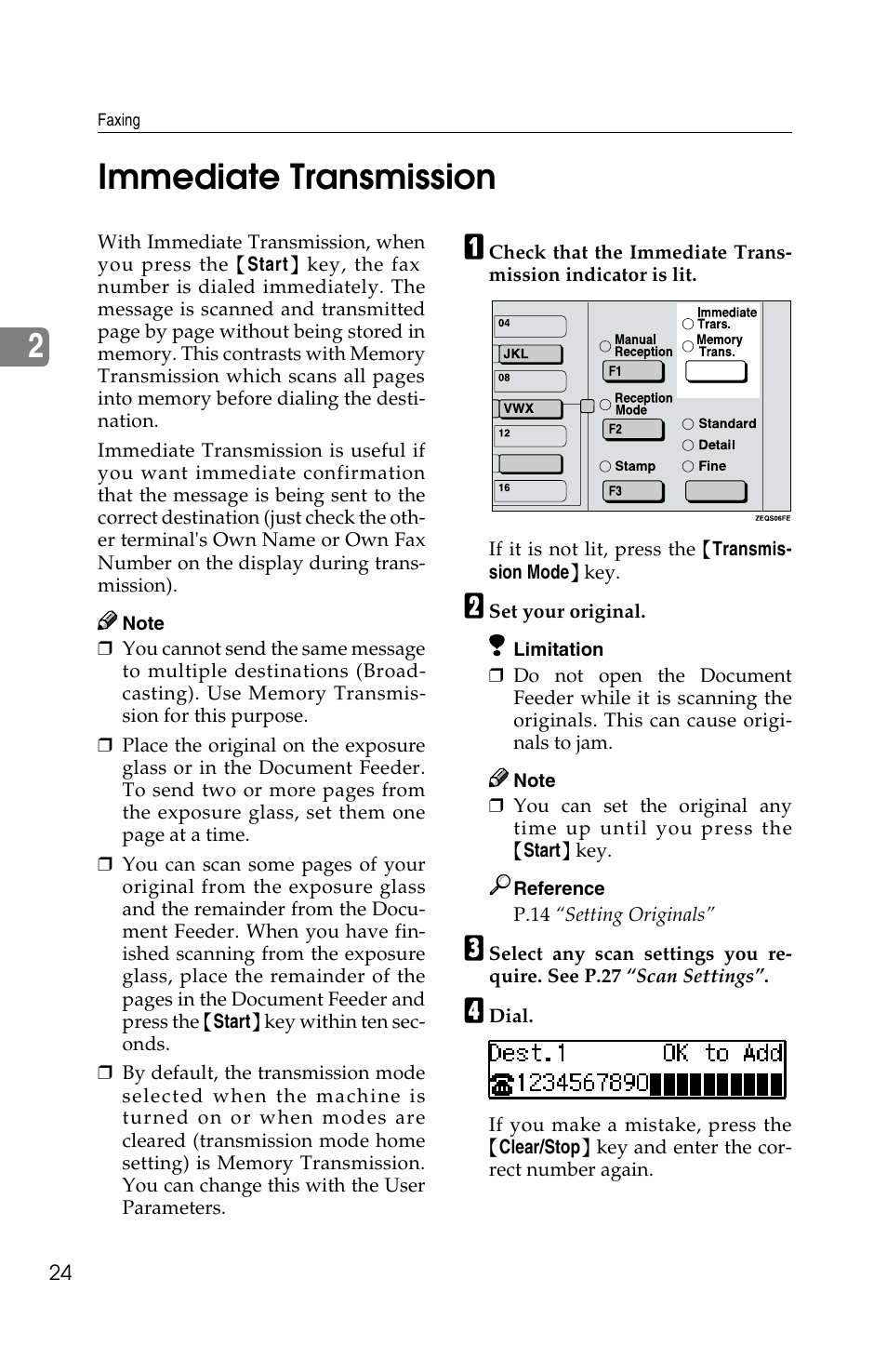 2immediate transmission | Savin F ax Machine 1018 User Manual | Page 34 / 193