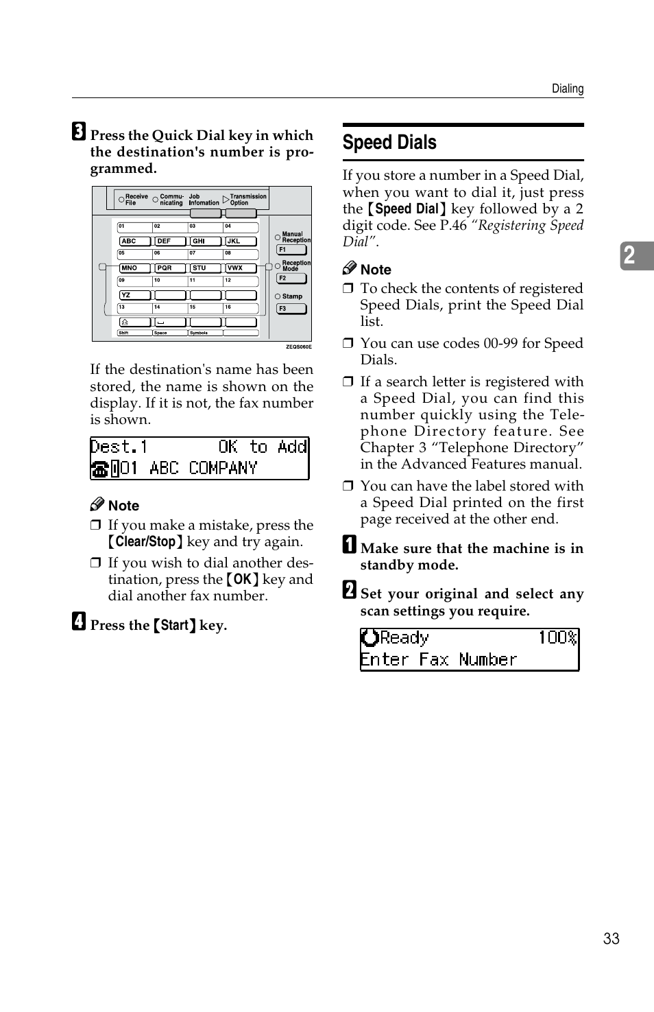 Speed dials | Savin F ax Machine 1018 User Manual | Page 43 / 193