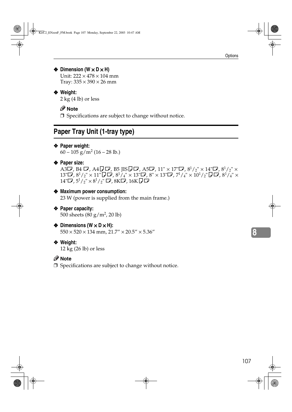 Paper tray unit (1-tray type) | Savin 4015 User Manual | Page 119 / 128