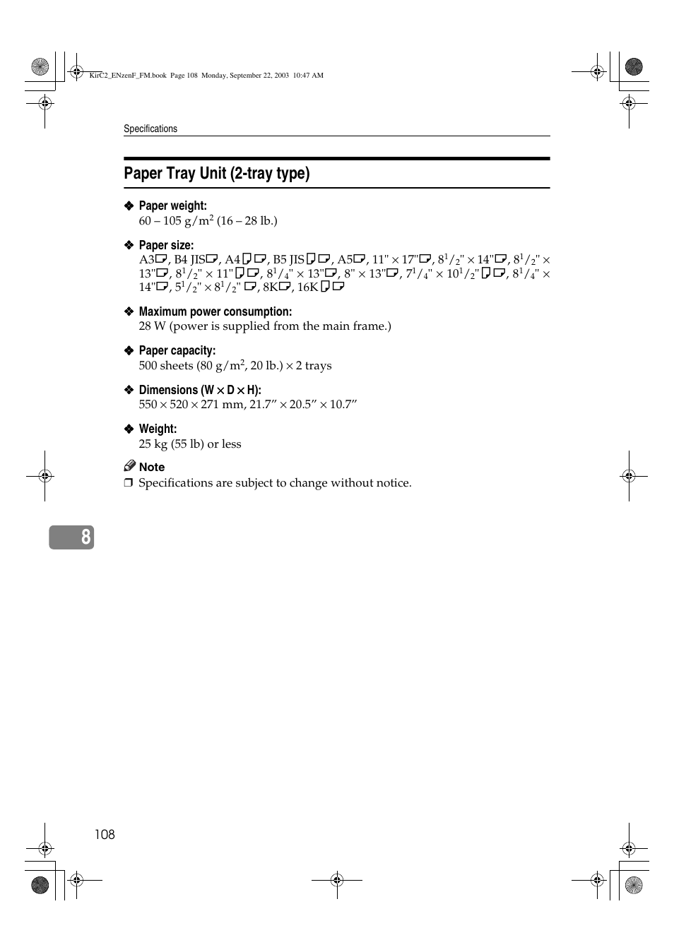 Paper tray unit (2-tray type) | Savin 4015 User Manual | Page 120 / 128