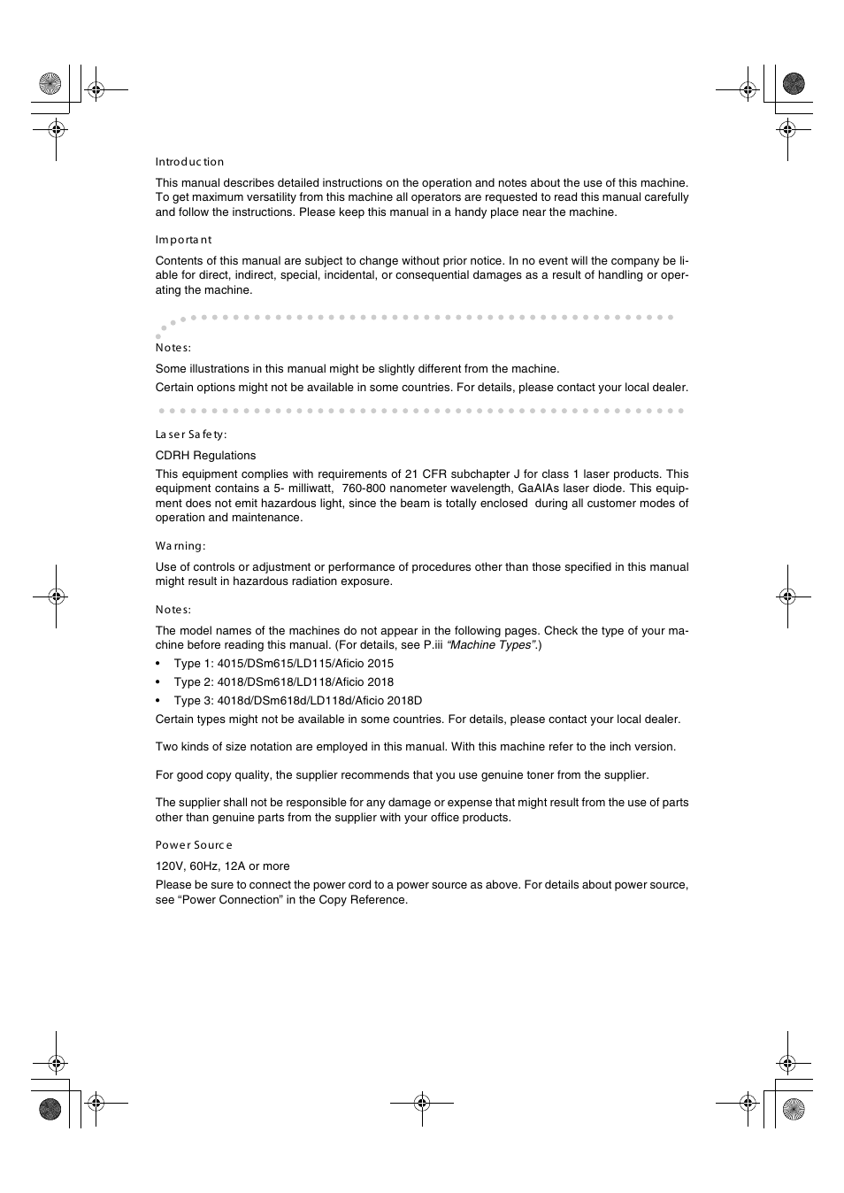 Savin 4015 User Manual | Page 2 / 128