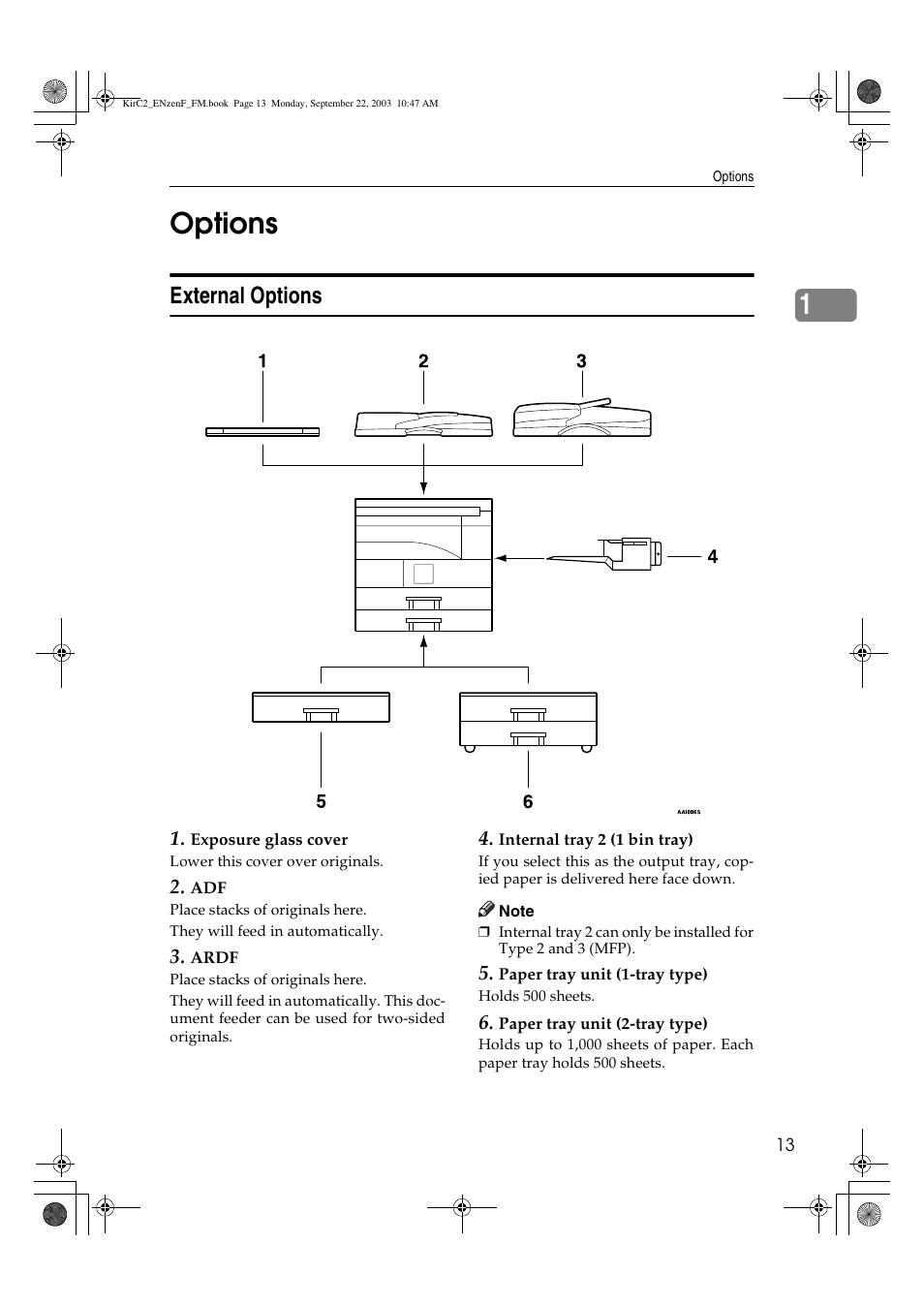 1options, External options | Savin 4015 User Manual | Page 25 / 128