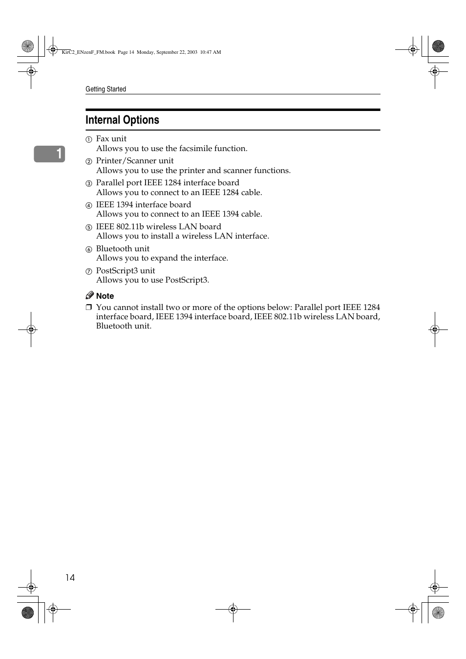 Internal options | Savin 4015 User Manual | Page 26 / 128