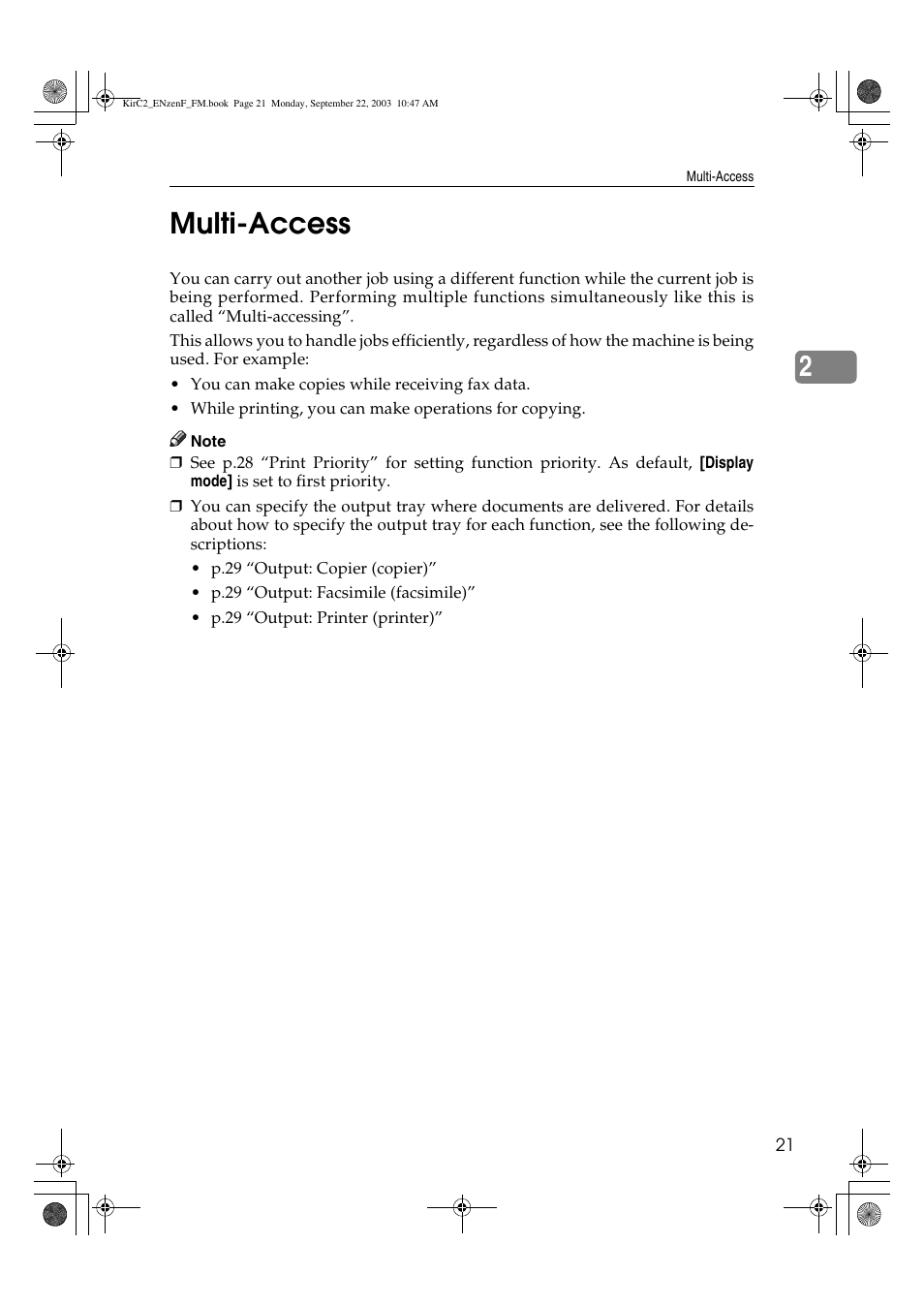 2multi-access | Savin 4015 User Manual | Page 33 / 128