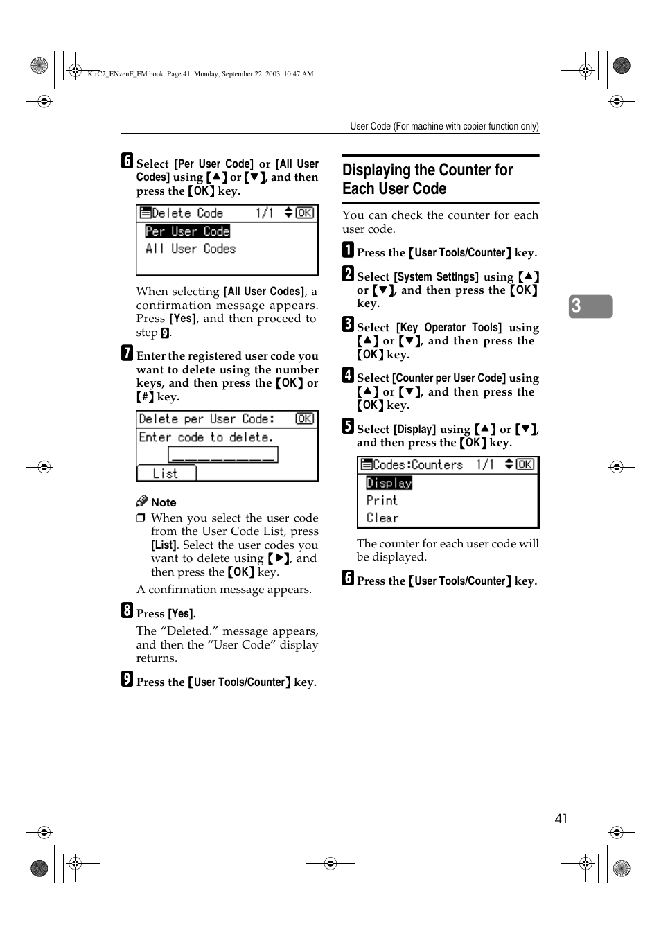 Displaying the counter for each user code | Savin 4015 User Manual | Page 53 / 128
