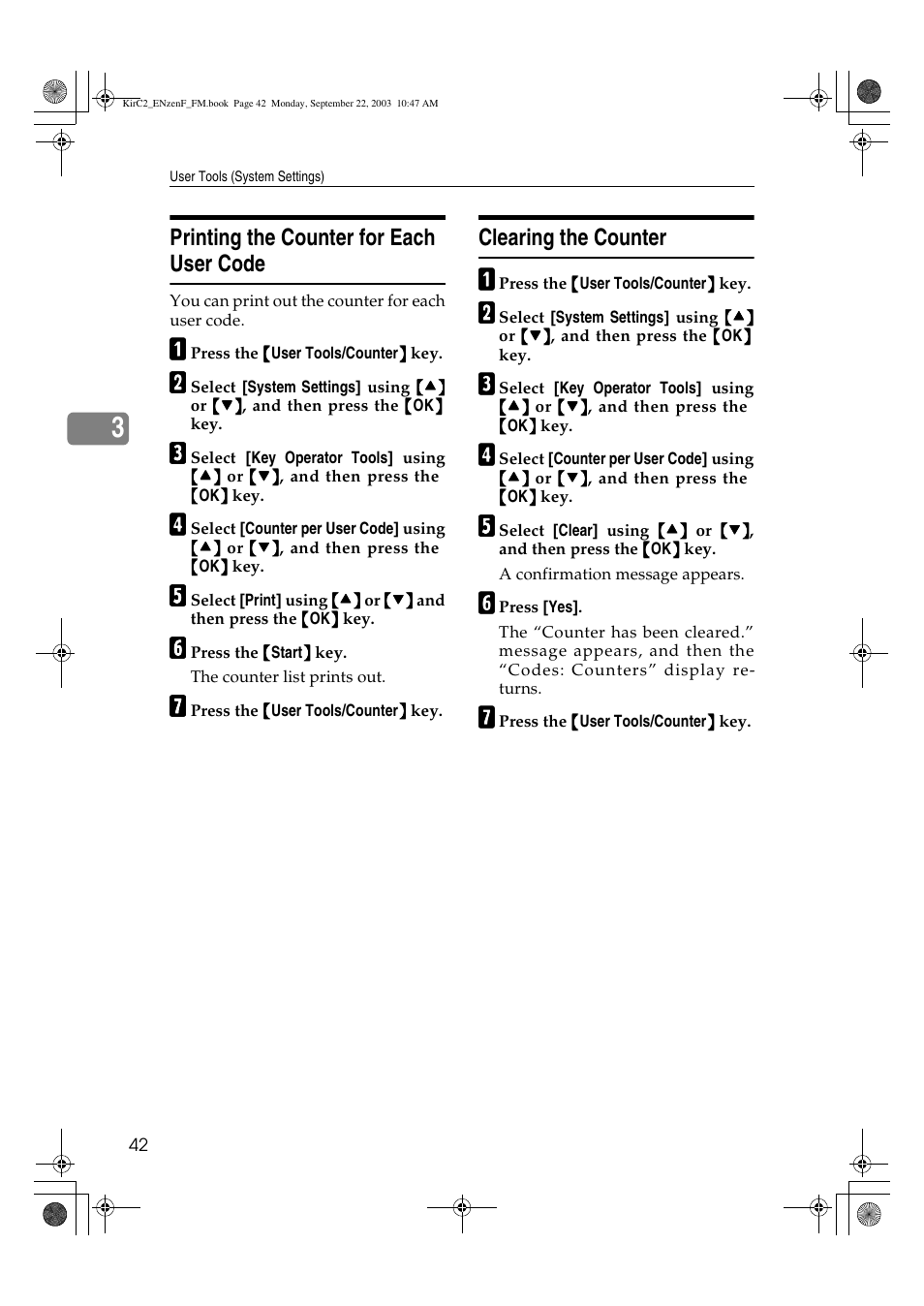 Printing the counter for each user code, Clearing the counter | Savin 4015 User Manual | Page 54 / 128