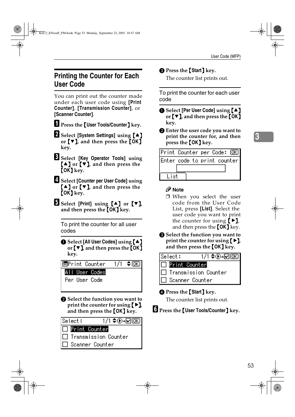 Printing the counter for each user code | Savin 4015 User Manual | Page 65 / 128